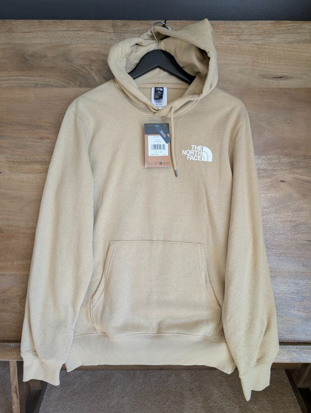 The North Face Hoodie Mens Medium Tan Fleece Lined Regular Fit Long Sleeve NWT